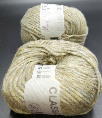 2 SKEINS/BALLS OF (DISCONTINUED) ROWAN SOFT TWEED YARN - SH 006 SPRIG WOOL BLEND