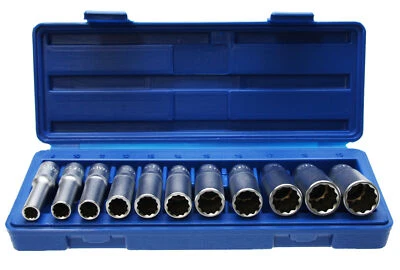 ALKAN Lange 12-kant VIELZAHN Steckschlüsseleinsätze Stecknuss 3/8" 8-19 mm 11-tlg.