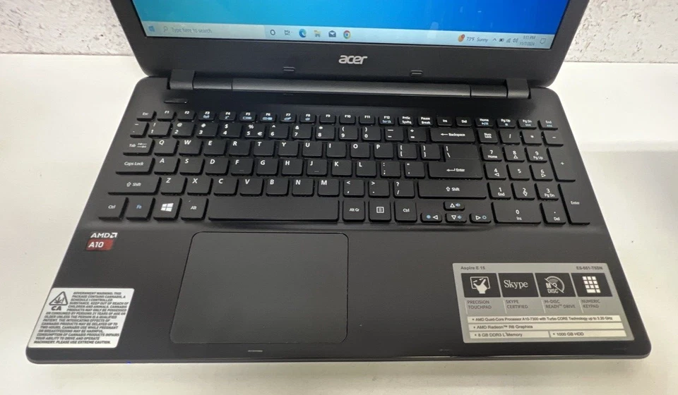 Acer Aspire E5-551-T5SN 15.6" AMD A10 7300 Radeon 1.9GHz 8GB 1TB HD DVD BT Win10 - Image 3 of 4