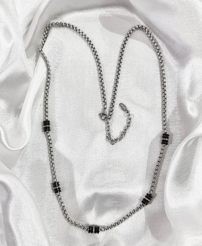 Collana da uomo in acciaio catena sportiva snack con componenti in inox nero per - Foto 4 di 7