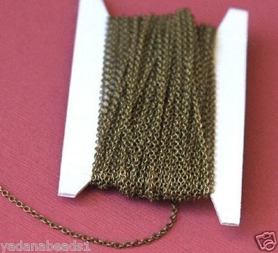 Bulk brass chain 100ft spool Antiqued Brass Round Cable Chain 2x1.5mm