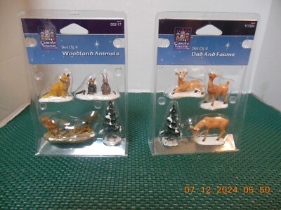 Lemax Carole Towne 2 New Sets 1 Dad and Fawns,1 set woodland animals as lot only