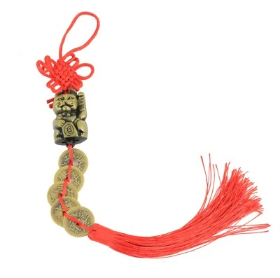 Feng Shui Money Cat with 5-Coin Lucky Charm