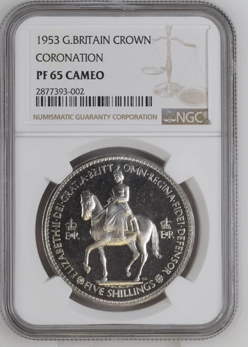 Rare Cameo! 1953 Great Britain Proof Crown NGC PF65 Cameo Coronation