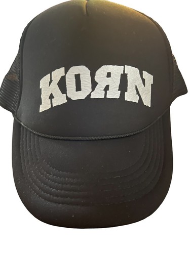 Korn Foam Front Black Mesh Snapback Trucker Hat Silver Logo Baseball Cap - Bild 1 von 7