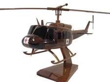 Bell UH-1 Huey Dustoff Medevac Vietnam Era Helicopter Mahogany Wood Wooden Model