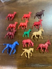 ORIGINAL TIM MEE PLASTICS VINTAGE TOY LOT FARM ANIMALS HORSES DONKEYS ETC. 13