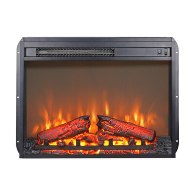 23 Inch Electric Fireplace Insert Heater with Log Set & Realistic Flame 5000 BTU