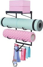 Yoga Mat Holder Wall Mount Yoga Mat Storage Rack Home Gym Accessories With 3 And