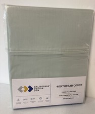 2 CALIFORNIA DESIGN DEN 400 THREAD COUNT 100 Cotton KING Pillowcases SAGE GREEN