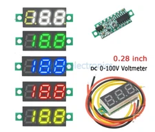 10PCS Mini DC 0-100V 0.28" 3-Digit Voltmeter LED Voltage Panel Meter 3 Wire
