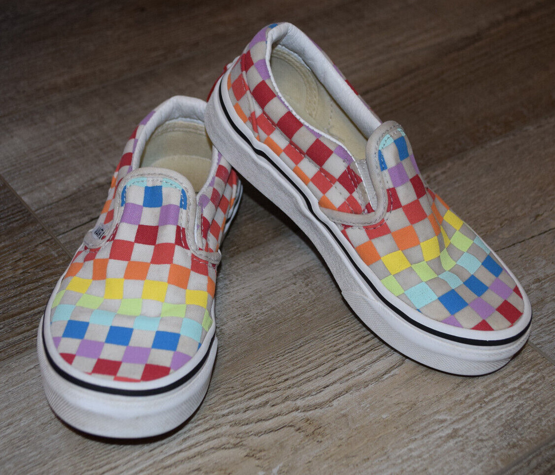 Vans Kids Size 12.5 Multicolor Check Pattern Tennis Shoes 500714-image