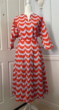 Uniqlo x Marimekko Women's Orange Linen Cotton 3/4 Sleeve Shirt and Skirt Size S