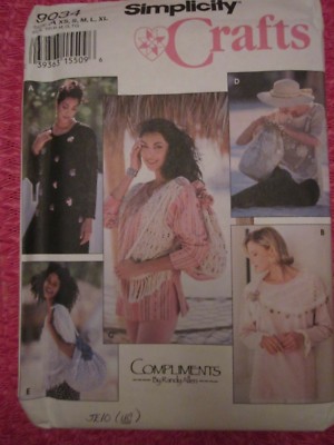 SIMPLICITY 9034 MISSES PLUS-SIZE TOP Crochet Look TOPS BAG PURSE PATTERN 6-24 UC