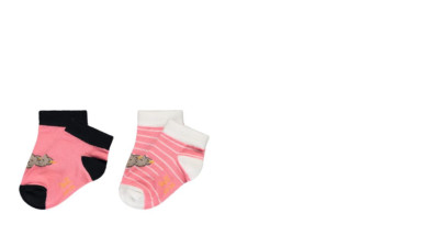Steiff trainer socks in a double pack, pink striped size 19/22- 31/34