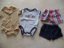 baby boys 4 PIECE LOT plaid shorts SNAP SHIRTS little brother outfit 0-3 MONTHS