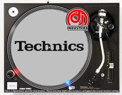 DJ INDUSTRIES Technics Classic Black on Gray - DJ slipmat for LP turntable record player