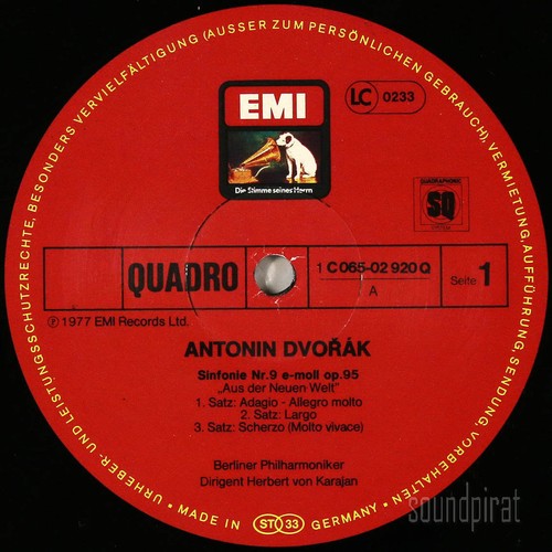 KARAJAN DVORAK SYMPHONY NO.5 NEW WORLD EMI ED.1 GERMAN QUADRAPHONIC SQ LP NM - Picture 3 of 3
