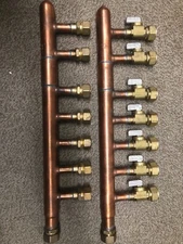 1” Copper Manifold 1/2” Compression Fittings Supply and Return - Set Included