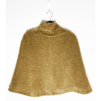 Zara Woman Women's Camel Tan Mohair Blend Cape Jacket Shrug Button Up Front