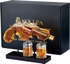 Birthday Gifts for Men Dad, Kollea Gun Whiskey Decanter Set with Shot Clear 