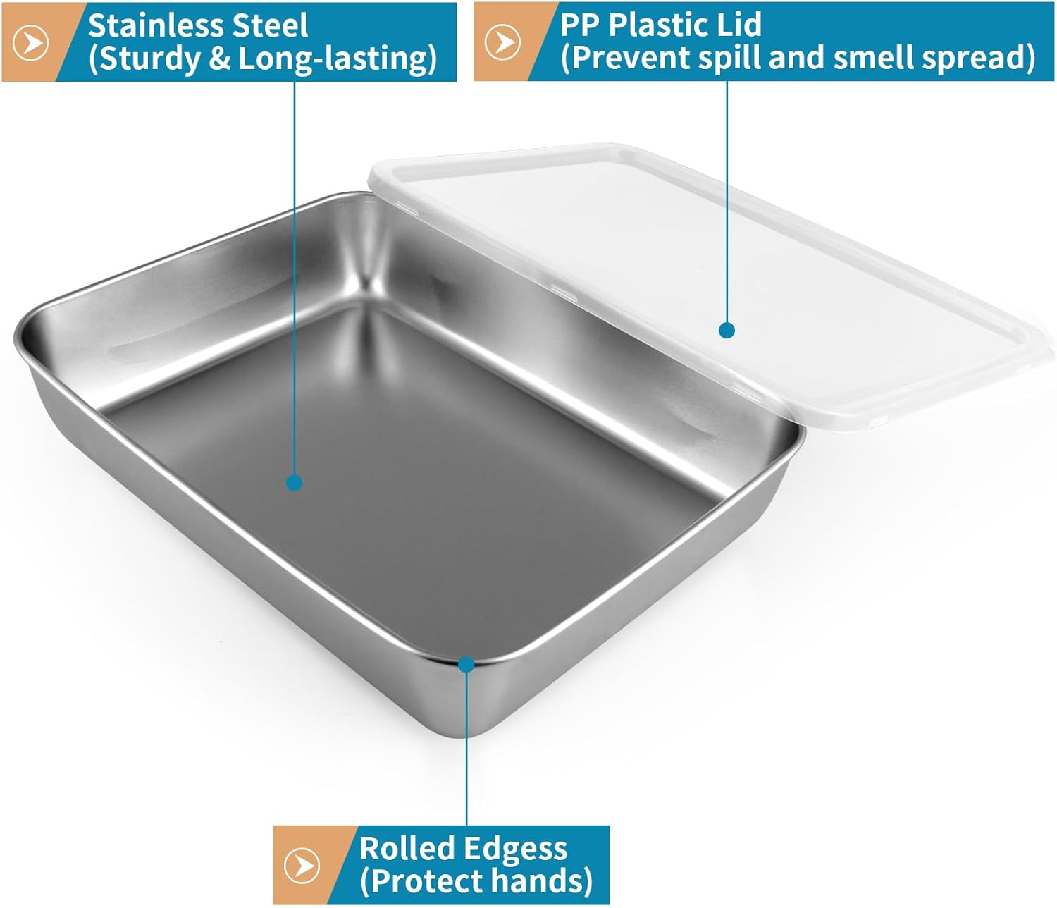 3 Pcs Stainless Steel Food Containers Large