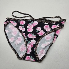 Victoria's Secret Women Panties Large Black Cheetah Floral Strappy NWT
