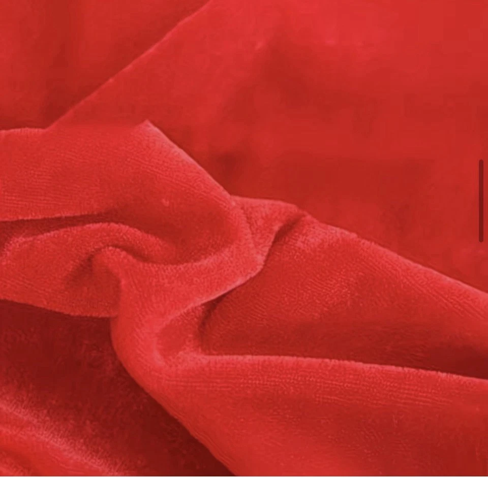 Red Striped Velvet Fabric 50cm x 150cm Medium Weight Polyester Sewing Remnant