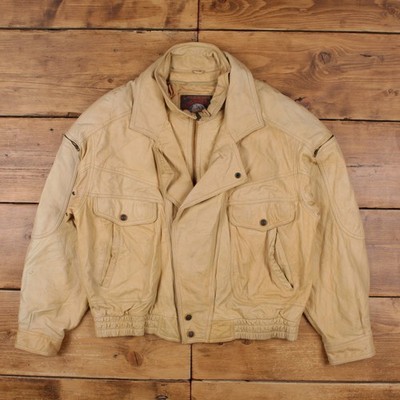 Vintage Adventure Bound Lederjacke XL Bomber Creme