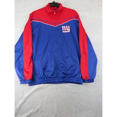 New York Giants NFL Full Zip Track Jacket Mens L Blue Red Y2K Style