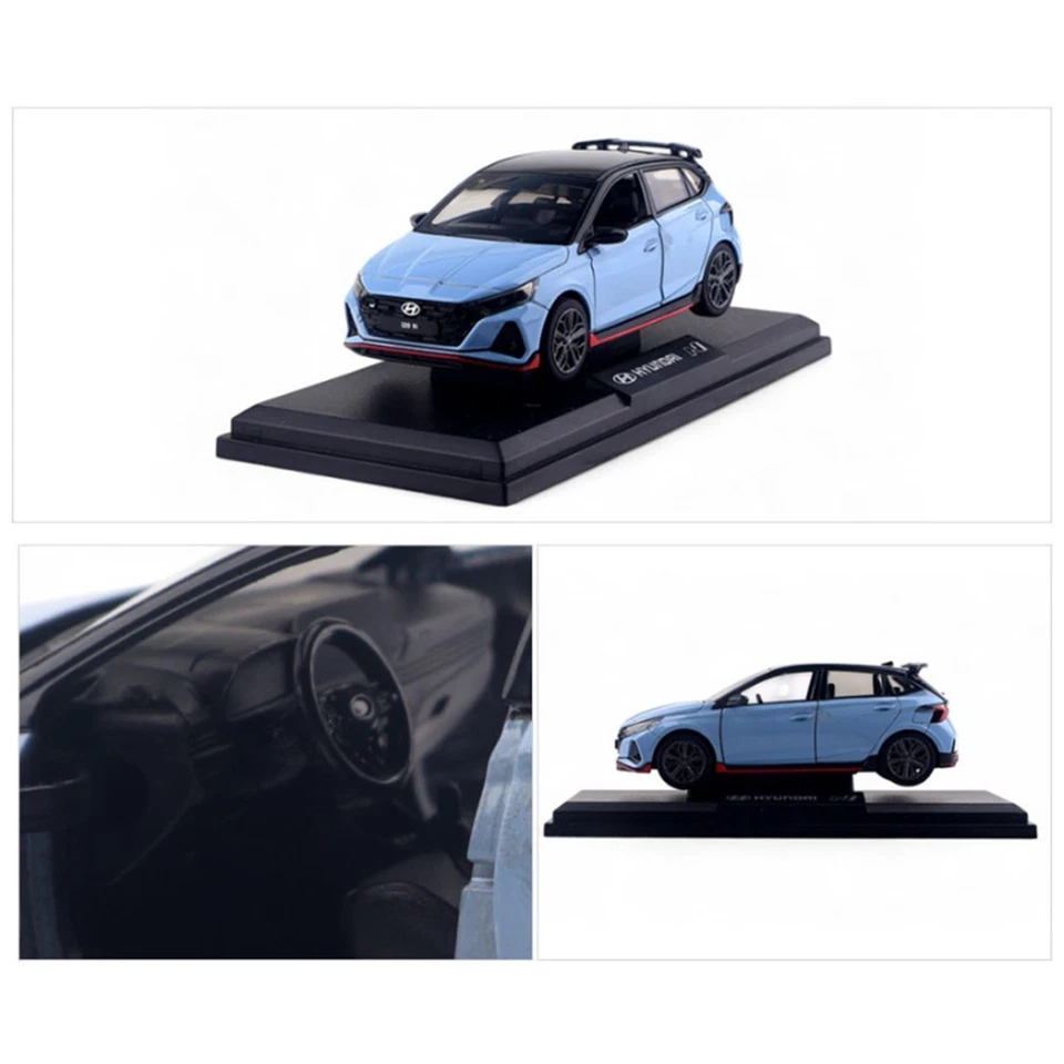Hyundai i20 N 1:38 Diecast Model Car Blue Pull Back Toy w/ Base - Image 3 of 4