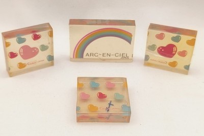 Rare Vintage Japanese Citation Heart Rainbow Eraser Lot of 4 Kawaii Collectible