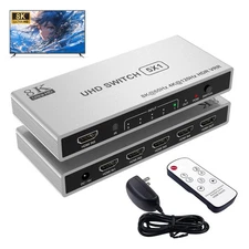 5-Port HDMI 8K Switch, 4K120Hz/8K60Hz, HDR10+, Dolby, HDCP 2.3, VRR