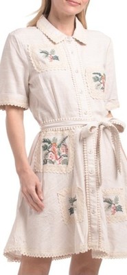 NWT CALYPSO ST. BARTH Linen Blend Mini Shirt Dress Sz L