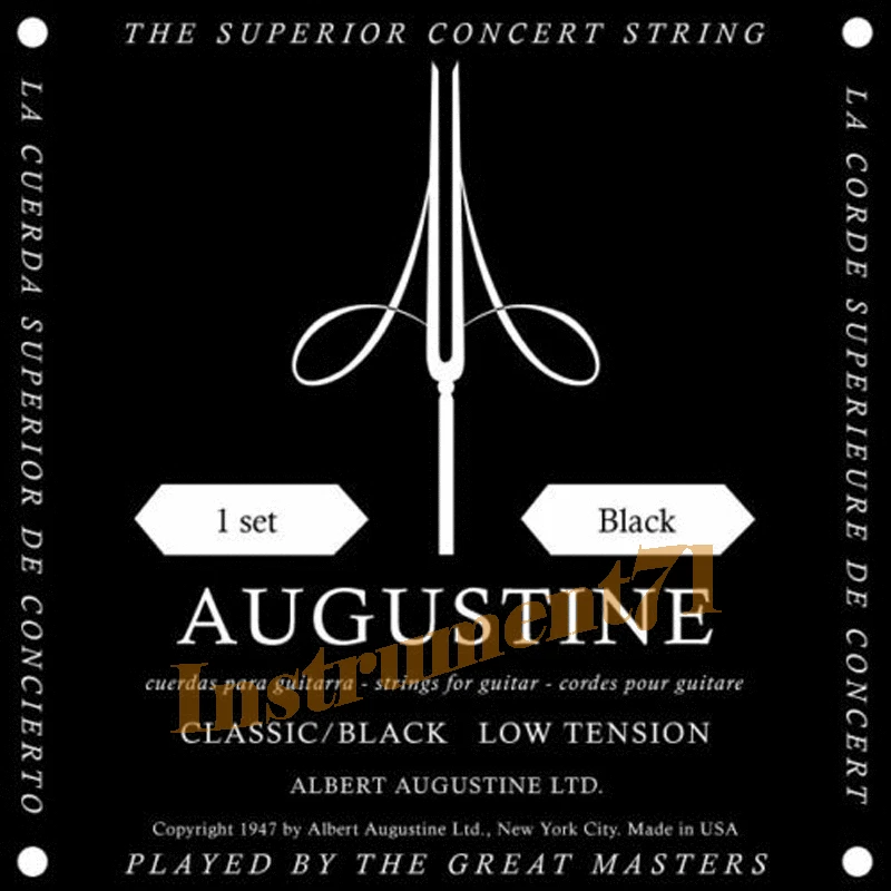 1 Jeu de Cordes BLACK SETS pour Guitare Classique Grave Legere AUGUSTINE - Photo 1/1