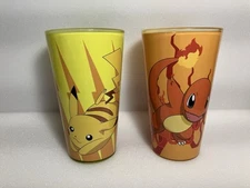 Just Funky Pokemon Pint Glasses 6” 2015 - Charmander & Pikachu No Chips