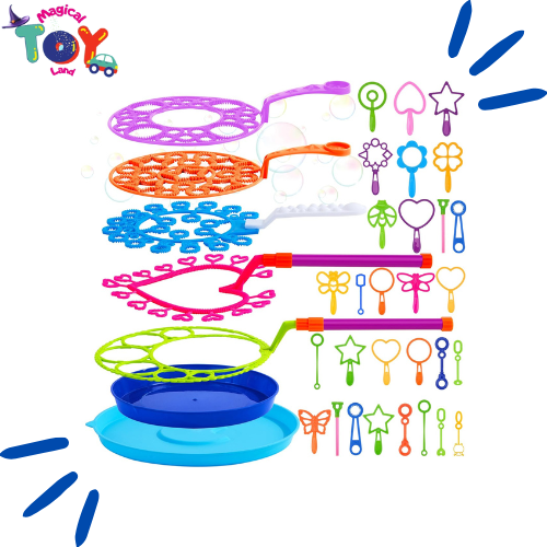 Giant Bubble Wands Set - 3 Pack Big Bubble Maker With Solution & Tray