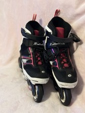 Rollerblade Adjustable Inline Skates Black Pink White 72mm Wheels Size 5