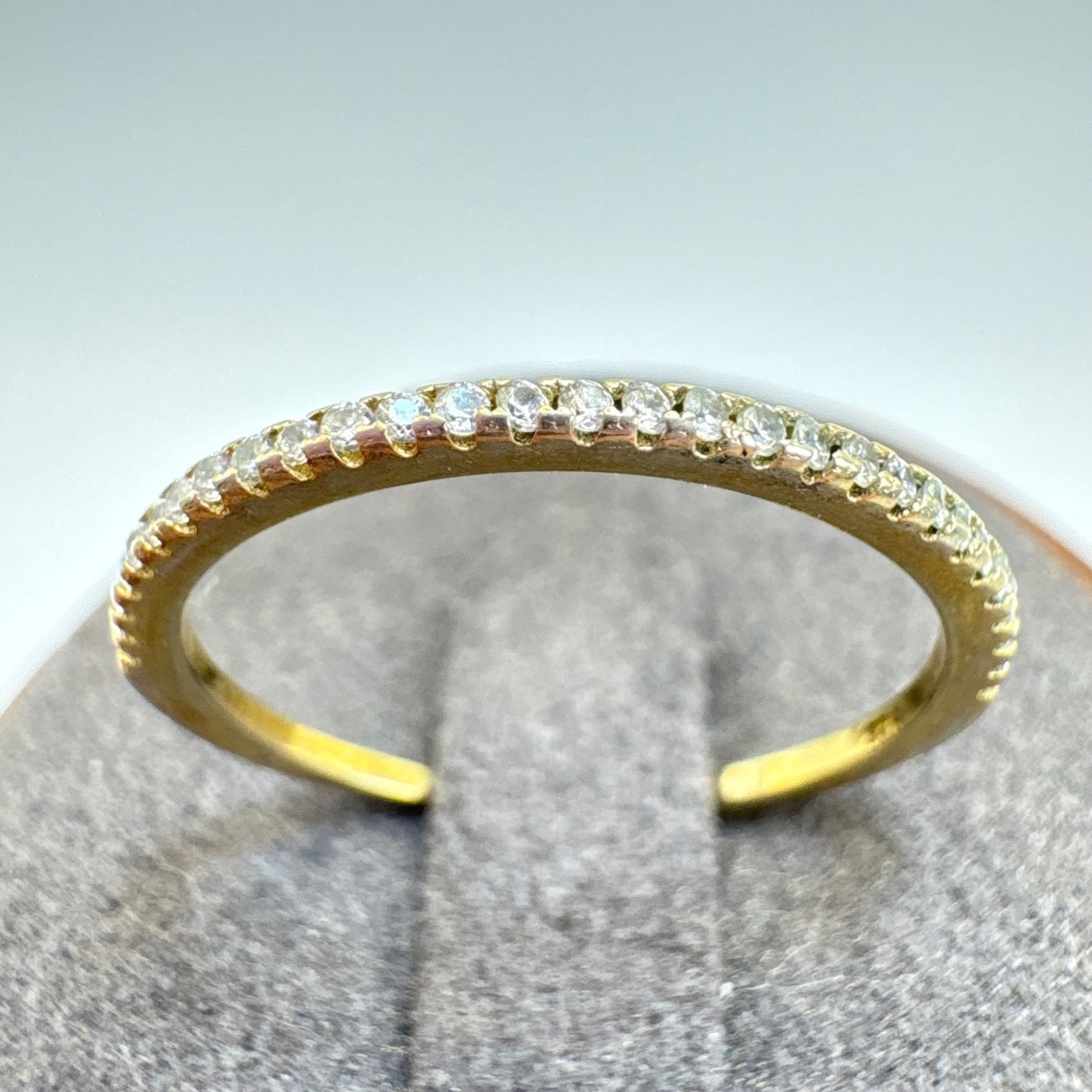 CZ Band Thin Stackable Anniversary Ring Gold Over… - image 2