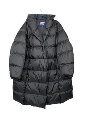 Land's End Women's Down Wrap Long Hooded Puffer Coat Black 3X NEW