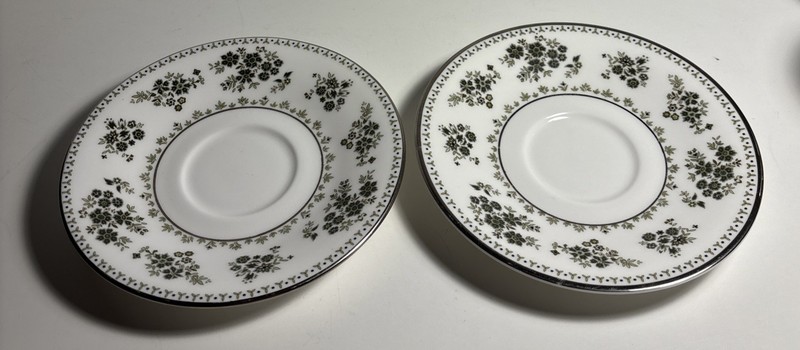 Pair 2 Royal Boulton England Fine Bone China Valley Green H 5015 Saucers Nice
