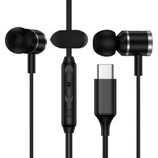 Wired Ear Buds Head Phones for Samsung Galaxy S25 S25 FE Edge Plus Black