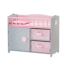 Olivia's Little World Wooden Baby Doll Crib with a Cabinet and Two Cubbies fo...
