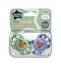 Tommee Tippee Soothers Fun Style Orthodontic BPA free 2PK 6-18m colour may vey 