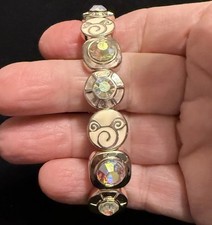 Mickey Mouse Swirl Bracelet Disney Park Authentic Crystal Cream Stretch Gold