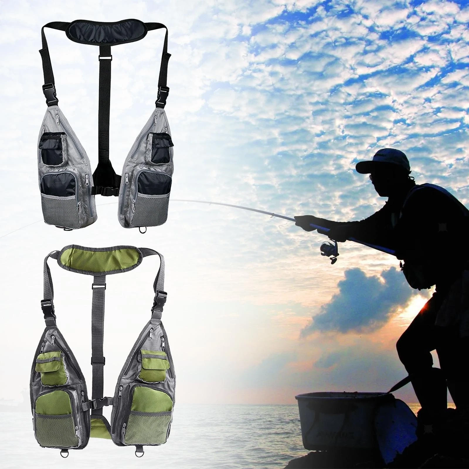 Mesh Fishing Vest Fly Fishing Waistcoat Jacket for Training Climbing Hiking