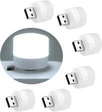 6 Pack USB Night Light LED Mini Plug In Warm White Small Bulbs