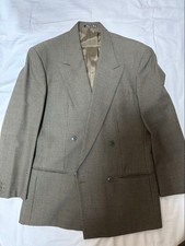 Giorgio Armani Mens Double Breasted Wool Suit Brown Check Italy M Vintage