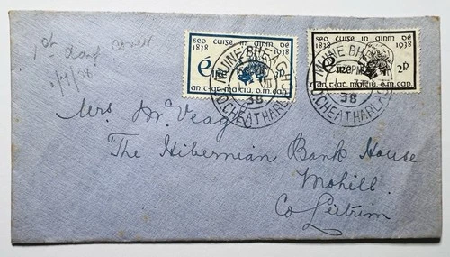 Ireland 1938 Fr. Theobald Mathew First Day Of Issue Full Set 2 Stamps & Envelope