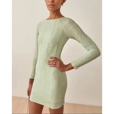 Reformation Dee Dress in Mint Ruched Knit Deadstock Fabric Womans Small
